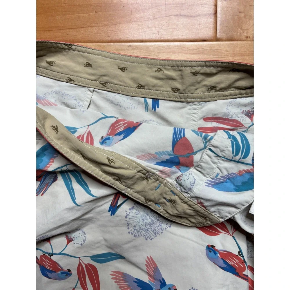 Patagonia Board Shorts Mens 36‎ White Bird Print Recycled Nylon Swim Trunks